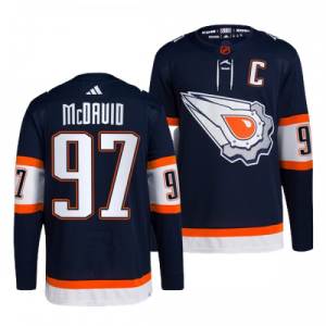 NHL Edmonton Oilers Pelipaita Connor McDavid #97 Reverse Retro 2.0 Laivasto 2022-23