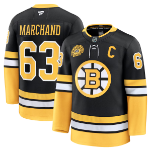 Boston Bruins Brad Marchand #63 Pelipaita Alternate 100th Anniversary Premium Musta Keltainen