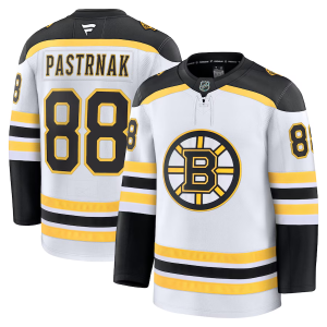 Boston Bruins David Pastrnak #88 Vieras Pelipaita Fanatics Premium Valkoinen Musta Keltainen
