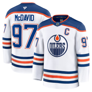 Edmonton Oilers Connor McDavid #97 Vieras Pelipaita Fanatics Premium Valkoinen