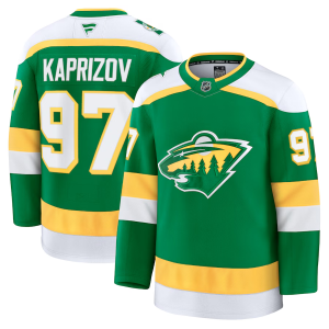 Minnesota Wild Kirill Kaprizov #97 Pelipaita Alternate Fanatics Premium Vihreä