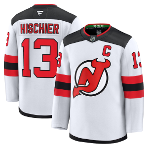 New Jersey Devils Nico Hischier #13 Vieras Pelipaita Fanatics Premium Valkoinen Punainen