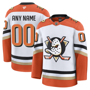 Anaheim Ducks Räätälöity Valkoinen Oranssi Vieraspaita Fanatics Premium